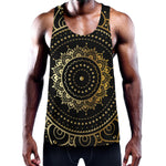 Black And Gold Mandala Print Training Tank Top