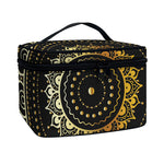 Black And Gold Mandala Print Travel Makeup Bag