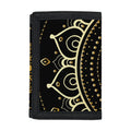 Black And Gold Mandala Print Trifold Wallet