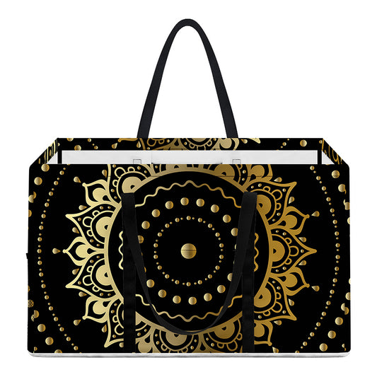 Black And Gold Mandala Print Utility Tote Bag