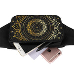 Black And Gold Mandala Print Waist Bag
