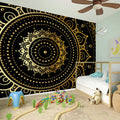 Black And Gold Mandala Print Wall Sticker