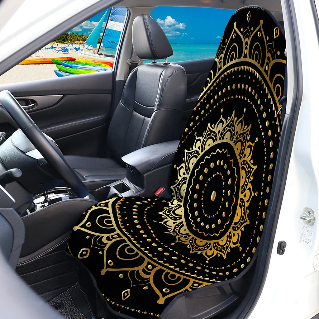 Black And Gold Mandala Print Waterproof Car Seat Cover