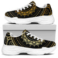 Black And Gold Mandala Print White Chunky Shoes