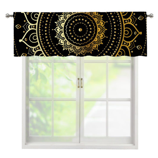 Black And Gold Mandala Print Window Valance
