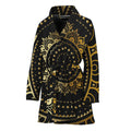 Black And Gold Mandala Print Women's Bathrobe