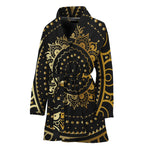 Black And Gold Mandala Print Women's Bathrobe