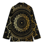 Black And Gold Mandala Print Women's Blazer