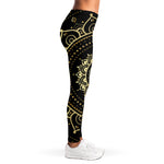 Black And Gold Mandala Print Women's Leggings