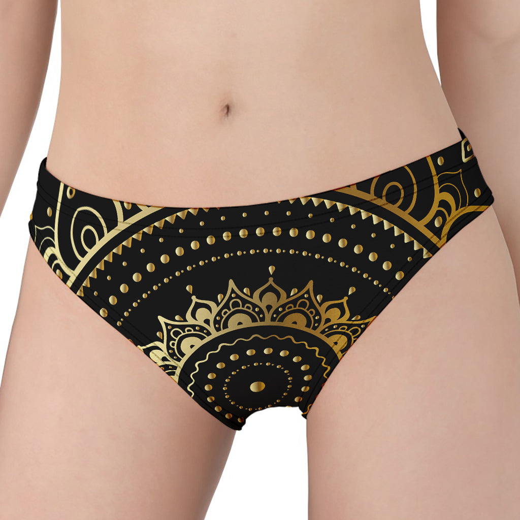 Black And Gold Mandala Print Women's Panties