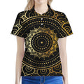 Black And Gold Mandala Print Women's Polo Shirt