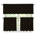 Black And Gold Orthodox Pattern Print 3 Piece Kitchen Curtains
