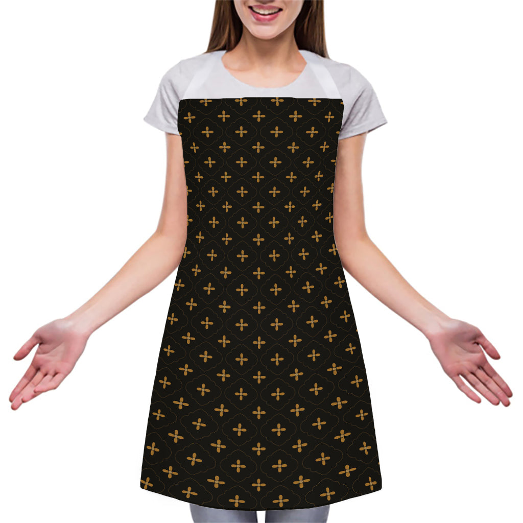 Black And Gold Orthodox Pattern Print Adjustable Apron