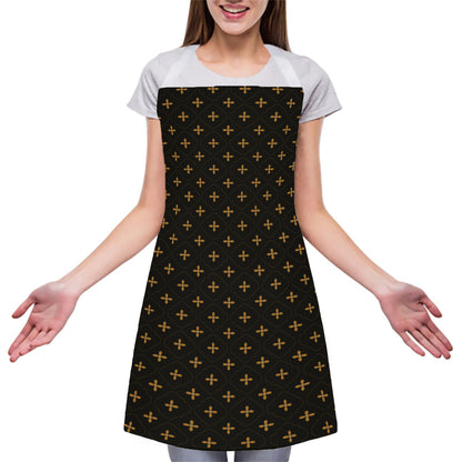Black And Gold Orthodox Pattern Print Adjustable Apron