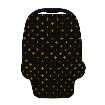 Black And Gold Orthodox Pattern Print Baby Seat Cover