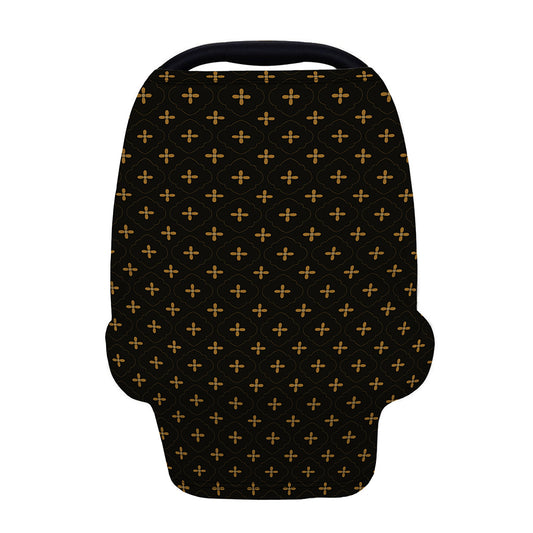 Black And Gold Orthodox Pattern Print Baby Seat Cover