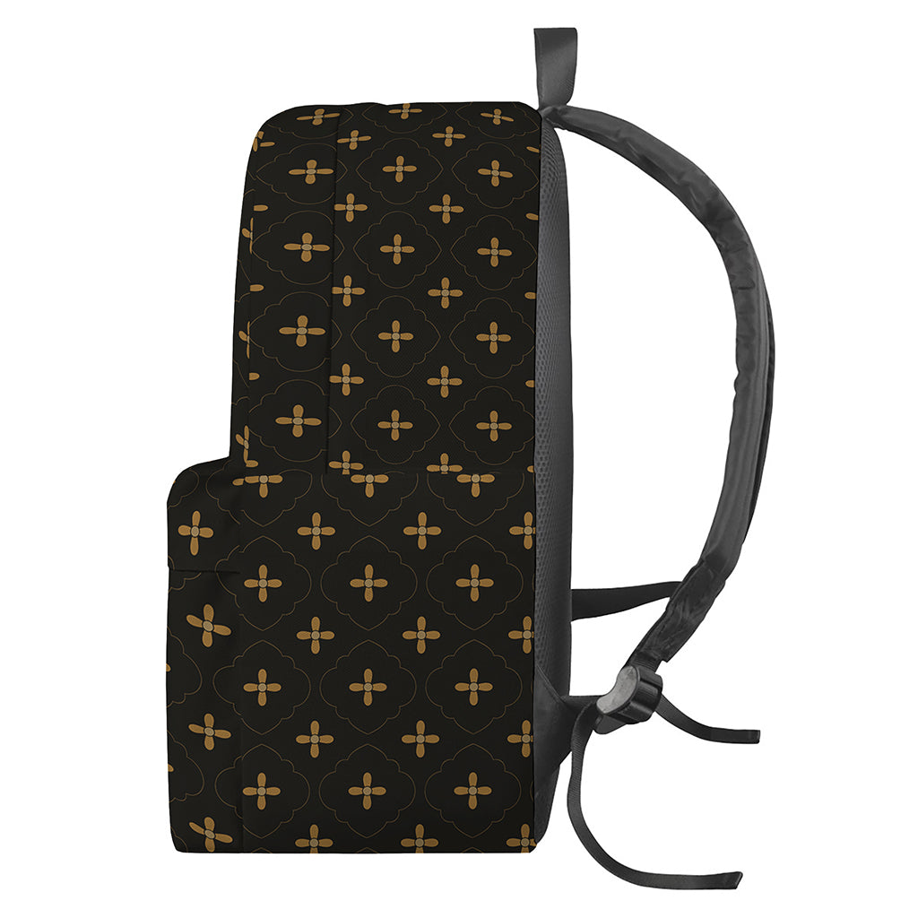 Black And Gold Orthodox Pattern Print Backpack