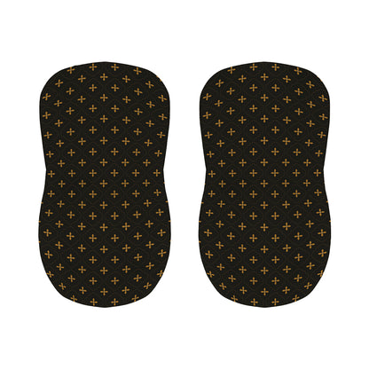 Black And Gold Orthodox Pattern Print Bar Stool Covers