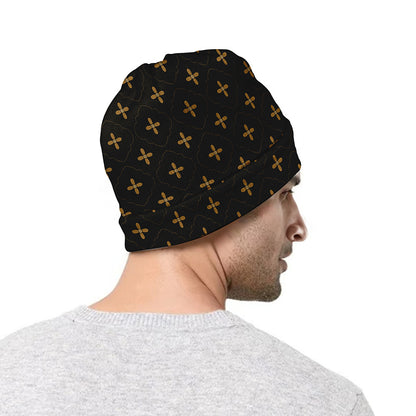 Black And Gold Orthodox Pattern Print Beanie