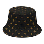 Black And Gold Orthodox Pattern Print Bucket Hat