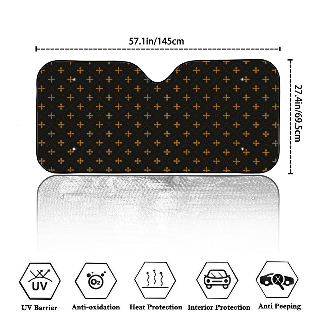 Black And Gold Orthodox Pattern Print Car Windshield Sun Shade