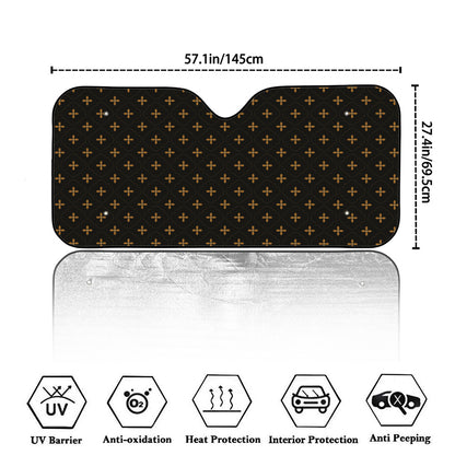 Black And Gold Orthodox Pattern Print Car Windshield Sun Shade