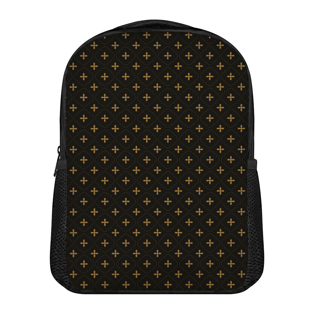 Black And Gold Orthodox Pattern Print Casual Backpack