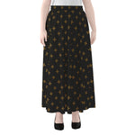 Black And Gold Orthodox Pattern Print Chiffon Maxi Skirt