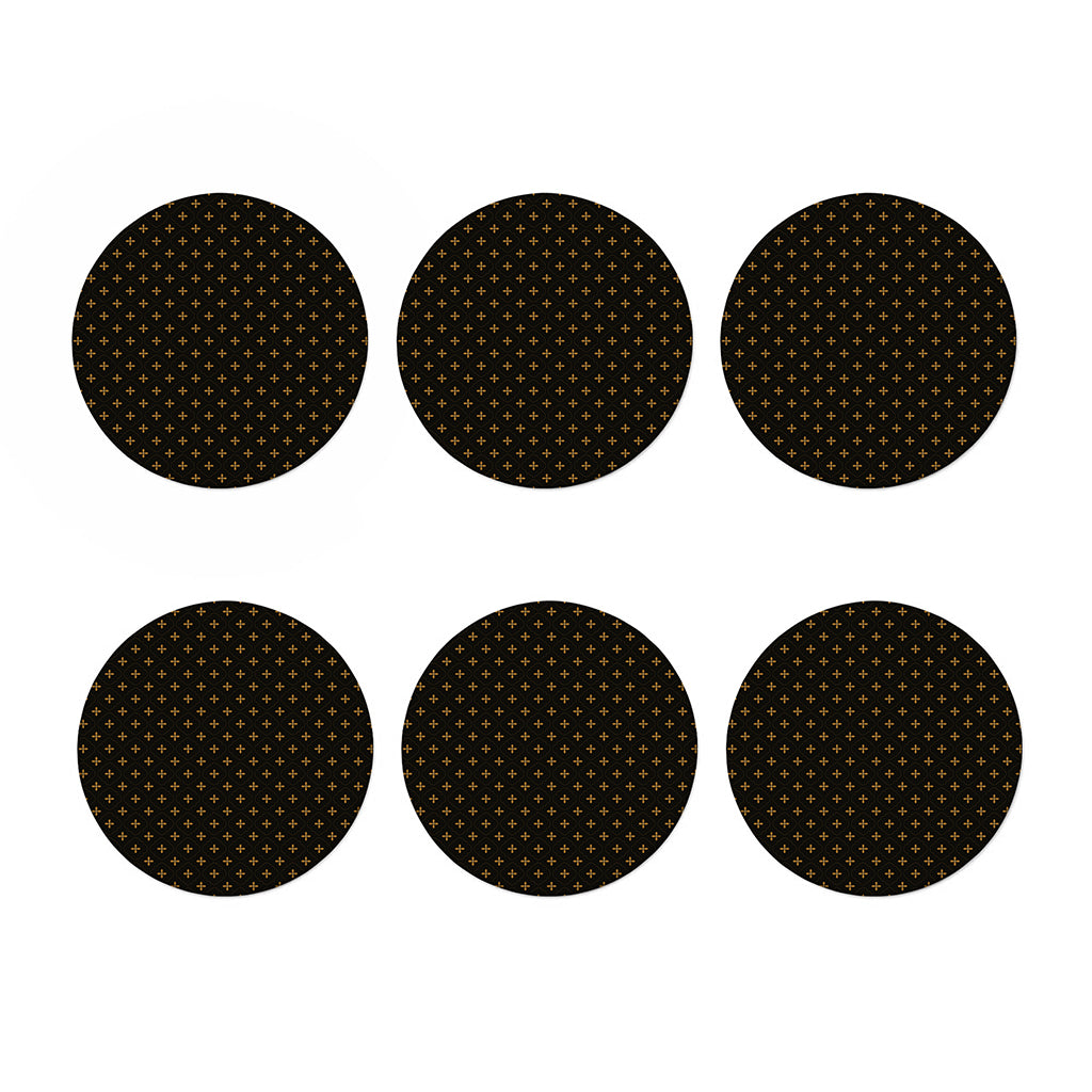 Black And Gold Orthodox Pattern Print Coaster Set