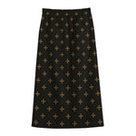 Black And Gold Orthodox Pattern Print Cotton Front Slit Maxi Skirt