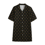 Black And Gold Orthodox Pattern Print Cotton Hawaiian Shirt