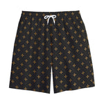 Black And Gold Orthodox Pattern Print Cotton Shorts