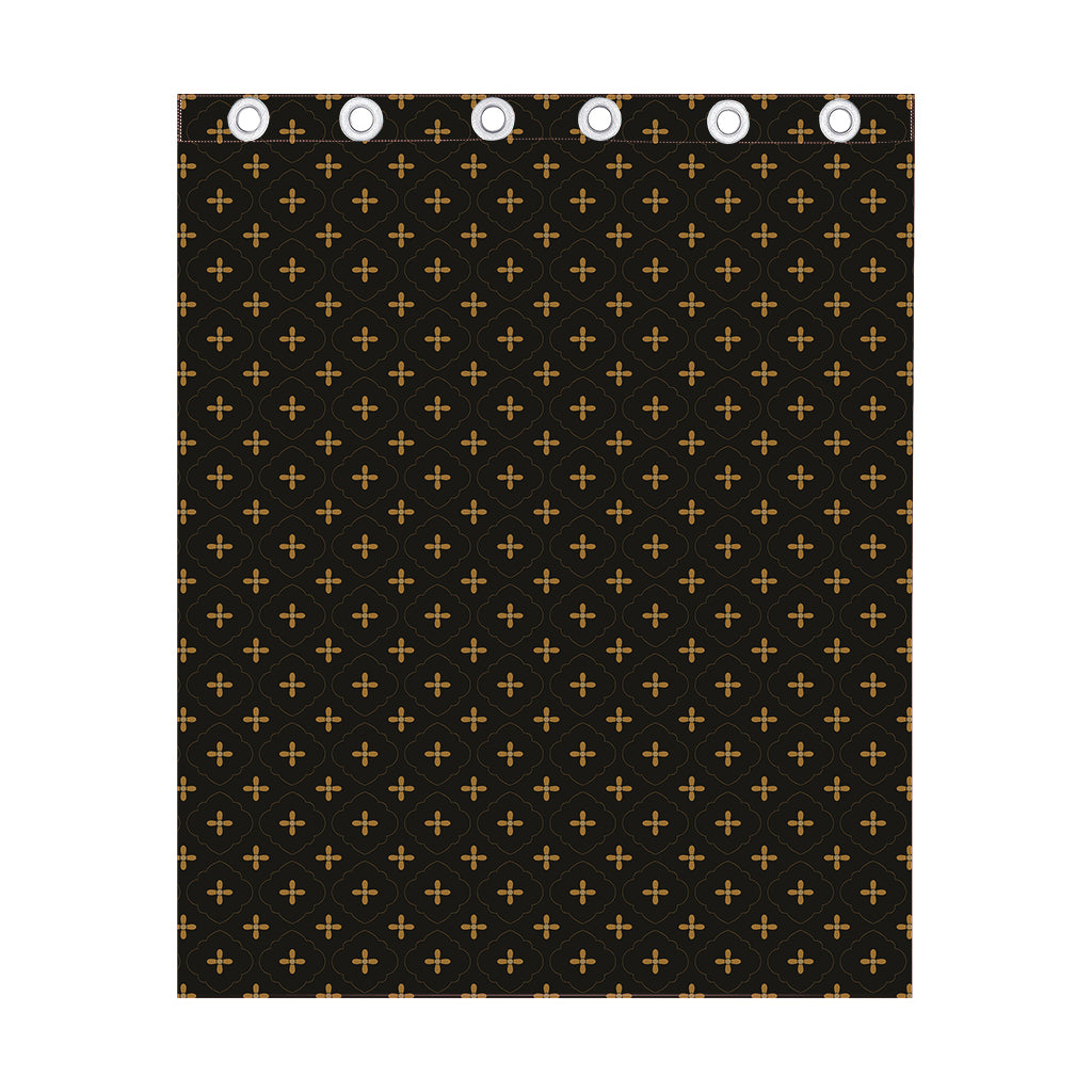 Black And Gold Orthodox Pattern Print Curtain
