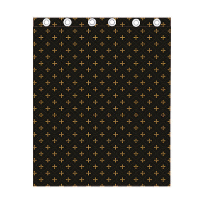 Black And Gold Orthodox Pattern Print Curtain