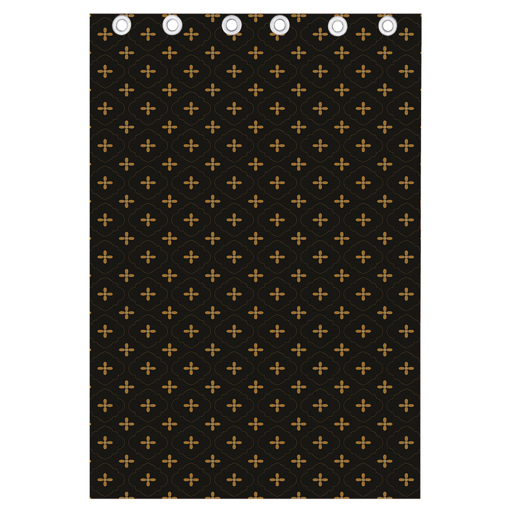 Black And Gold Orthodox Pattern Print Curtain