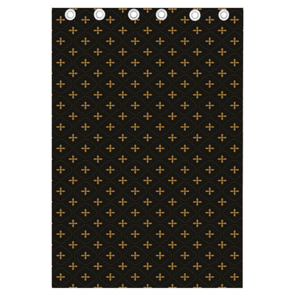 Black And Gold Orthodox Pattern Print Curtain