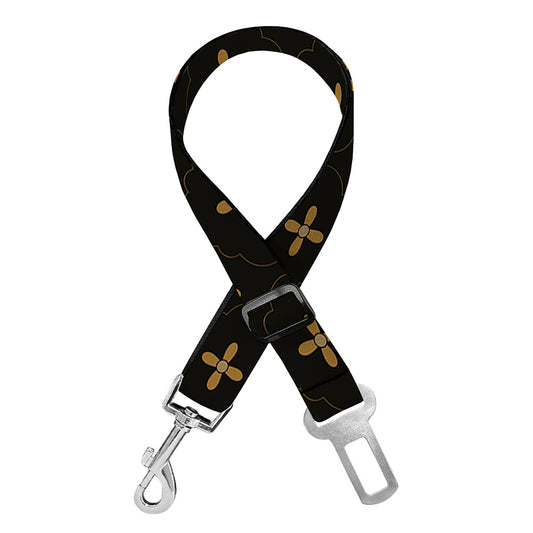 Black And Gold Orthodox Pattern Print Dog Seat Belt