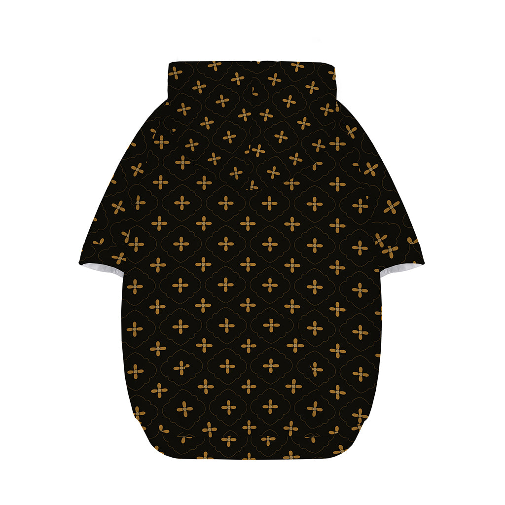 Black And Gold Orthodox Pattern Print Dog Zip Up Hoodie