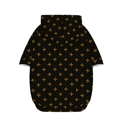 Black And Gold Orthodox Pattern Print Dog Zip Up Hoodie