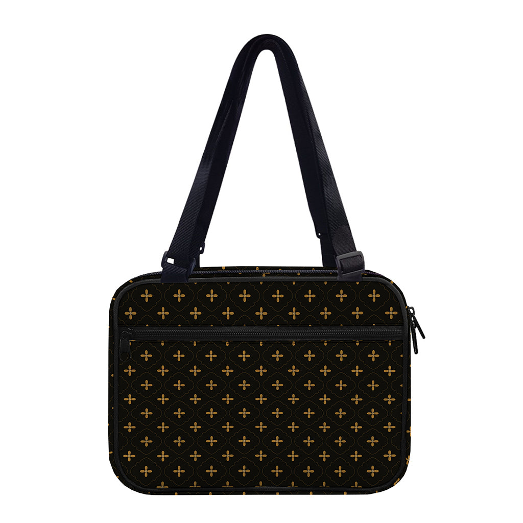 Black And Gold Orthodox Pattern Print Double Strap Bible Bag