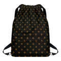 Black And Gold Orthodox Pattern Print Drawstring Backpack