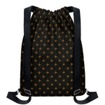 Black And Gold Orthodox Pattern Print Drawstring Backpack