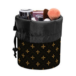 Black And Gold Orthodox Pattern Print Drawstring Makeup Bag