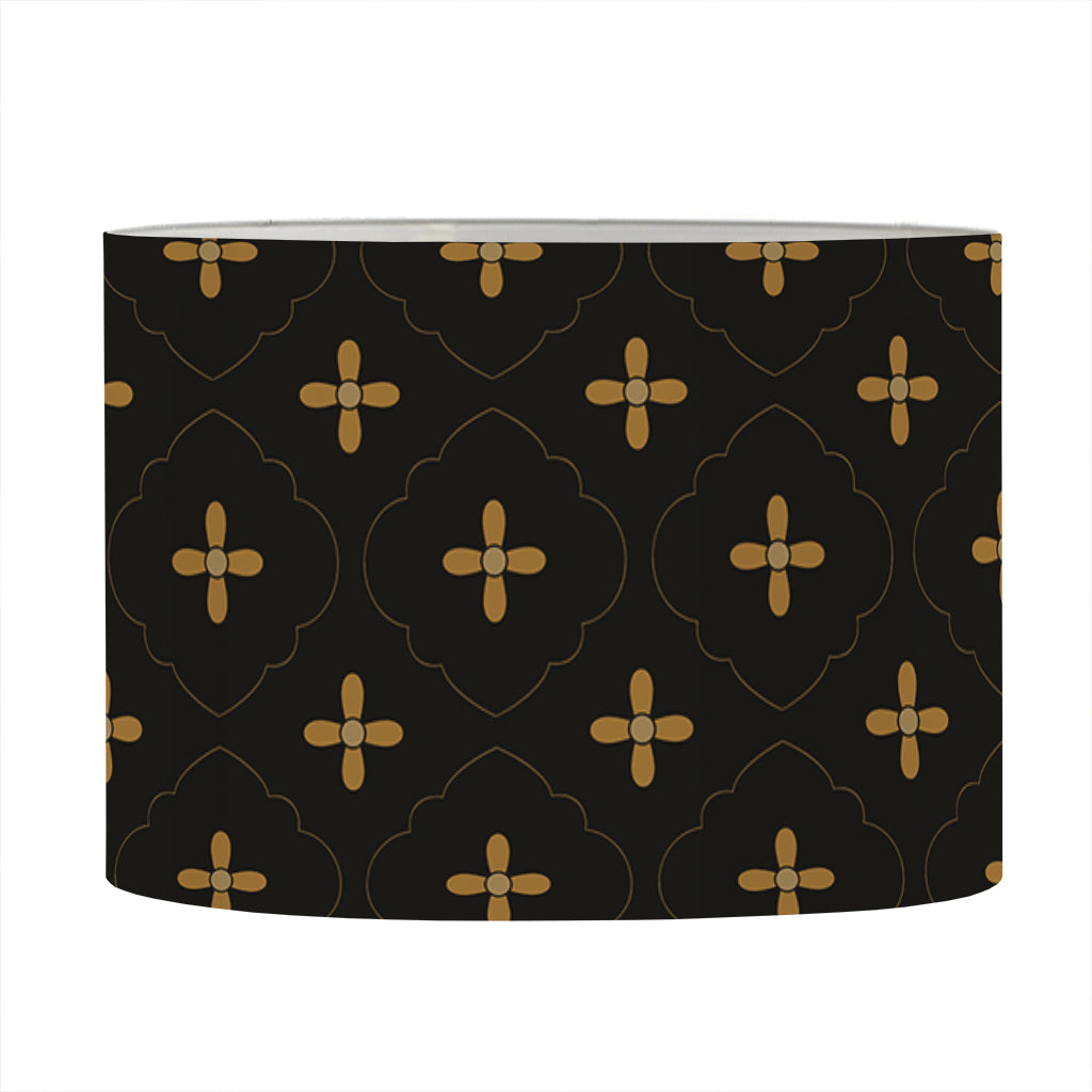 Black And Gold Orthodox Pattern Print Drum Lamp Shade