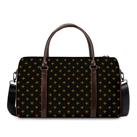 Black And Gold Orthodox Pattern Print Duffle Bag