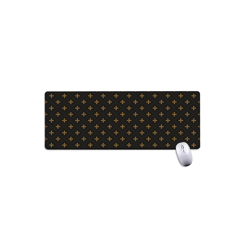 Black And Gold Orthodox Pattern Print Extended Mouse Pad
