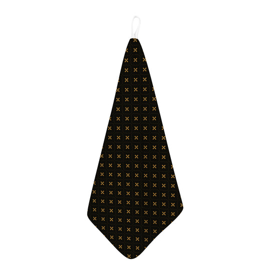 Black And Gold Orthodox Pattern Print Hand Towel
