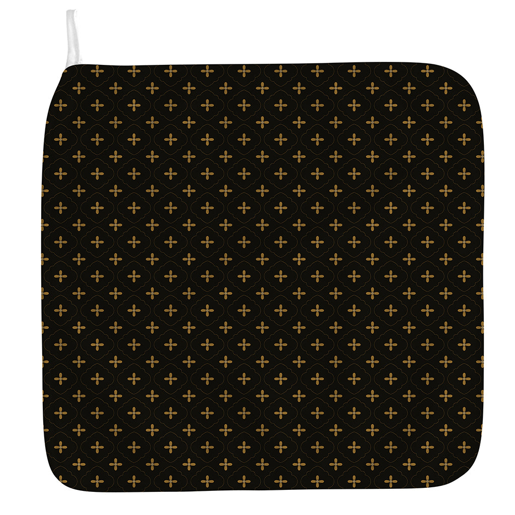 Black And Gold Orthodox Pattern Print Hand Towel