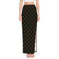 Black And Gold Orthodox Pattern Print High Slit Maxi Skirt