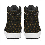 Black And Gold Orthodox Pattern Print High Top Leather Sneakers